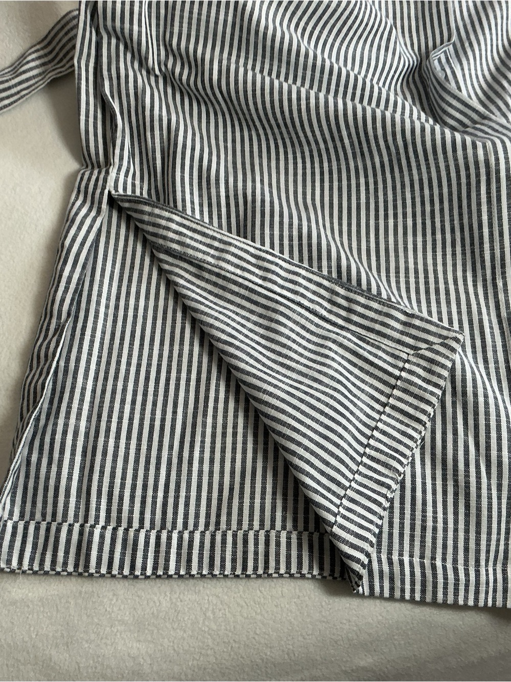 Ophelia Roe Striped Shirt Dress XL 100% Cotton Black White Midi Belted Pockets - Picture 5 of 11